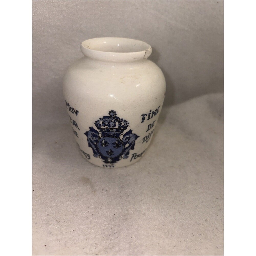 Vintage Dijon Sarreguemines Ironstone French Grey Poupon Dijon Moutarde, 1900's
